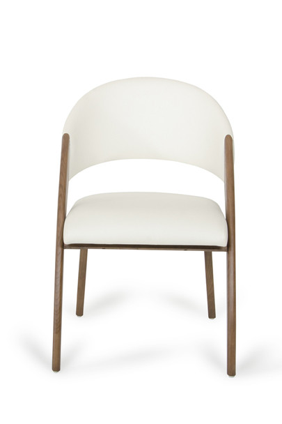 31" Walnut Wood and Cream Leatherette Dining Chair