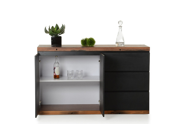 34" Black MDF and Ship Wood Buffet