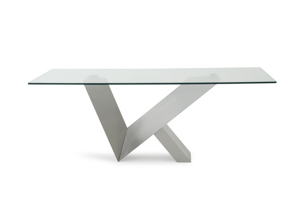 Modern Glass & Stainless Steel Dining Table