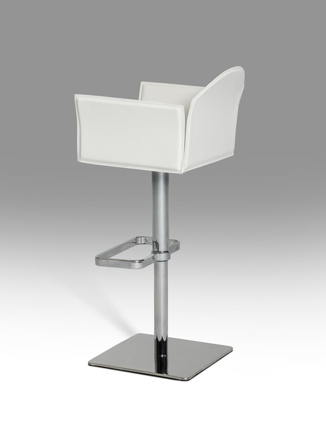 41" White Eco Leather and Steel Bar Stool