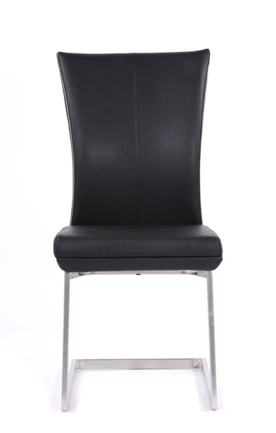 Two 38" Black Leatherette and Steel Dining Chairs