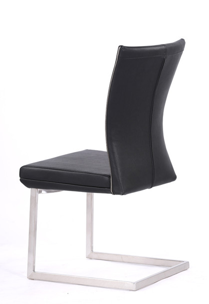 Two 38" Black Leatherette and Steel Dining Chairs