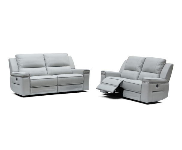 39" Grey Leatherette  Foam  Steel  and Wood Sofa Set