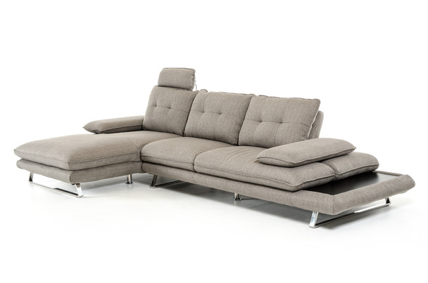 34" Grey Foam  Steel  Wood  and Veneer Sectional Sofa