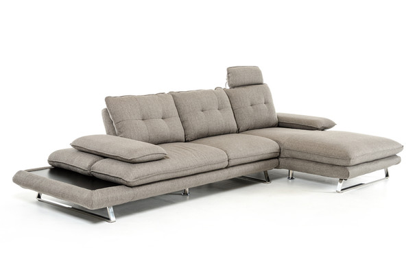 34" Grey Fabric  Foam  Wood  and Steel Sectional Sofa