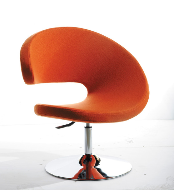 34" Orange Fabric  Polyester  and Wool Lounge Chair