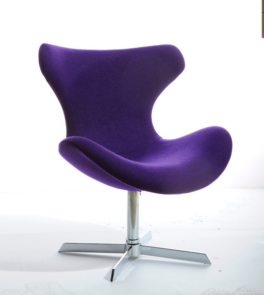 33" Purple Fabric  Polyester  and Wool Lounge Chair