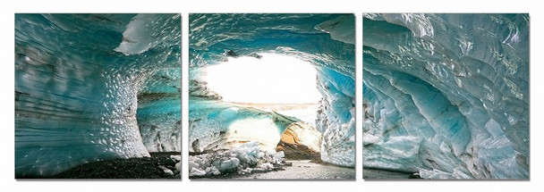 24" Multicolor Canvas 3 Horizontal Panels Ice Cave Photo