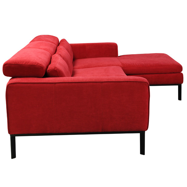 28" Red Fabric and Wood Sectional Sofa