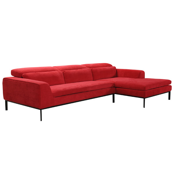 28" Red Fabric and Wood Sectional Sofa