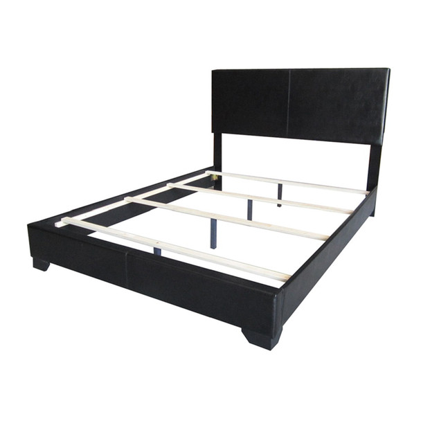 86" X 63" X 47" Queen Black Pu Panel Bed