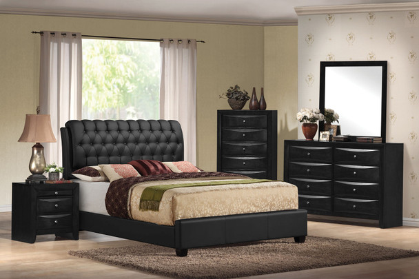 90" X 79" X 49" Black Pu Button Tufted King Bed