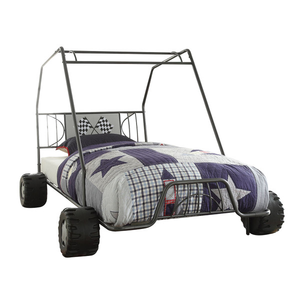 84" X 56" X 51" Twin Gunmetal Go Kart Bed