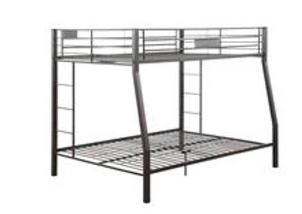 Black Metal Finish Twin over Full Bunk with Side Ladders
