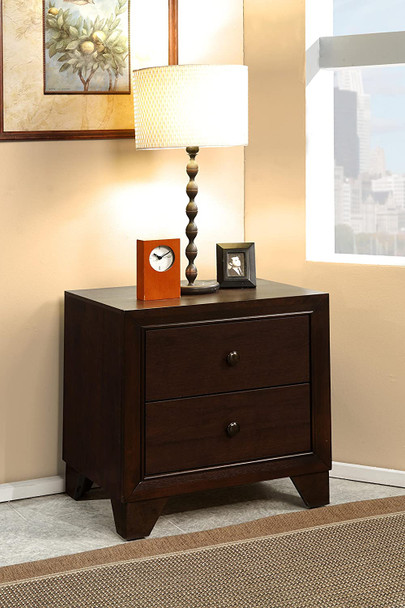 22" X 16" X 22" Espresso Rubber Wood Nightstand