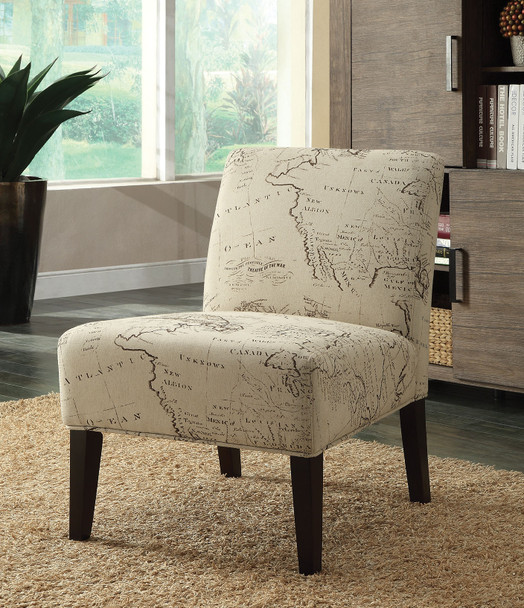 30" X 23" X 33" Fabric And Espresso Accent Chair