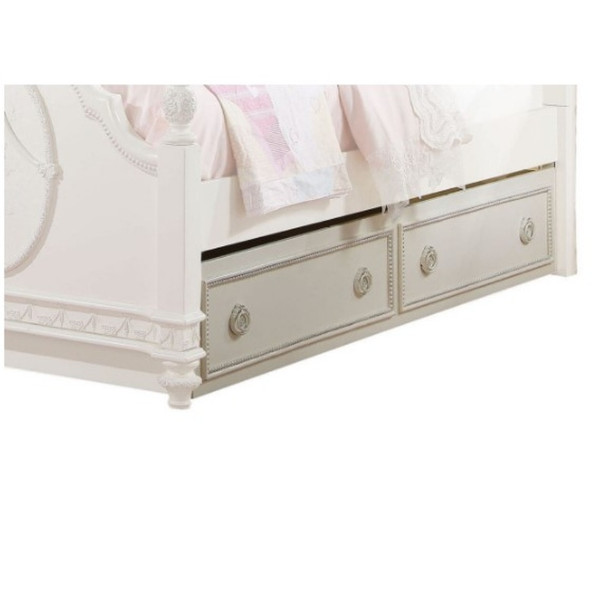 76" X 40" X 11" Twin Ivory Pine Wood Trundle