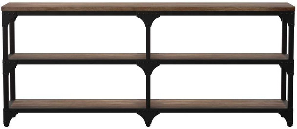 72" Rustic Weathered Oak Finish Console Storage Table