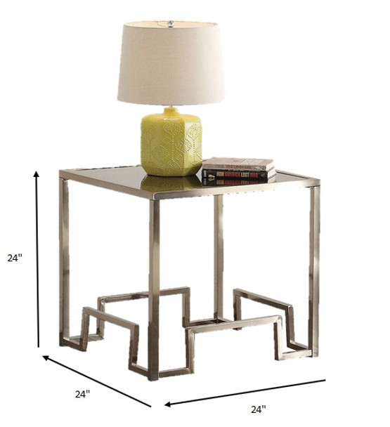 24" X 24" X 24" Champagne and Clear Glass End Table