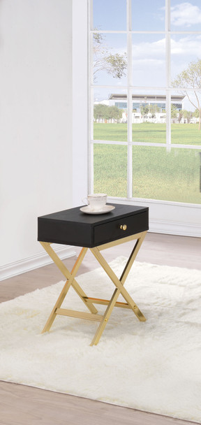 Black Brass Single Drawer Side Table