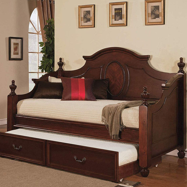 83" X 43" X 56" Cherry Pine Wood Twin Daybed