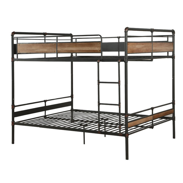 83" X 65" X 68" Sandy Black  Dark Bronze HandBrushed Queen Over Queen Bunk Bed