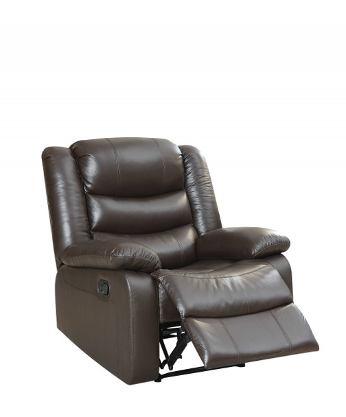 36" X 36" X 41" Espresso Top Grain Leather Match Recliner