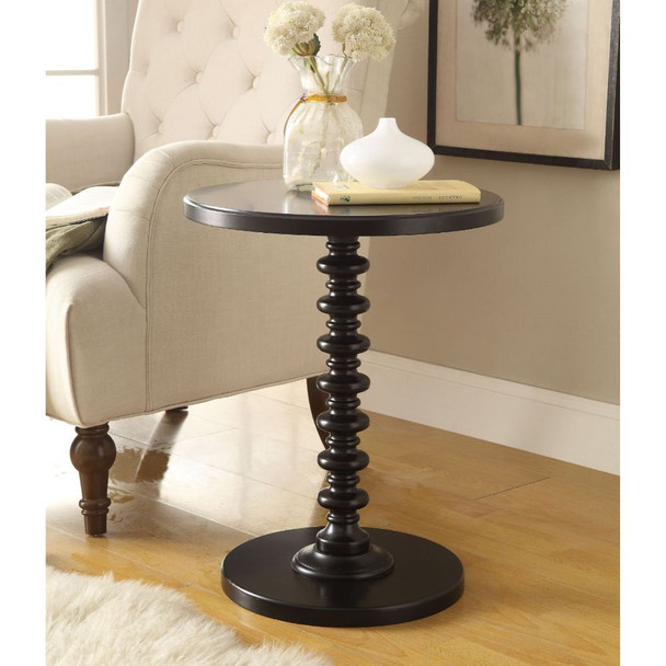 Black Solid Wooden Stylish Accent Side Table