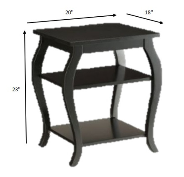 Black Finish Bow Leg Square End Table