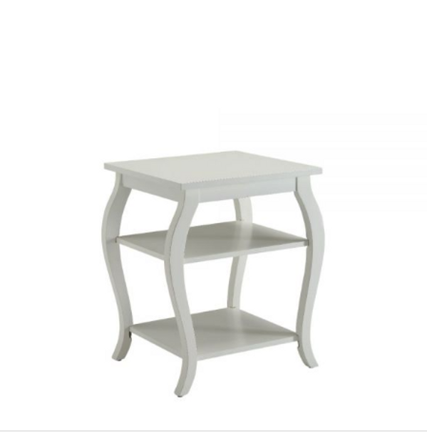 Cottage White Bow Leg Square End Table