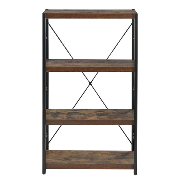 Industrial Rustic Dark Weathered Oak Finish Bookcase