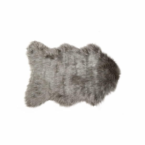 24" x 36" x 1.5" Gray Sheepskin Faux Fur Single - Area Rug