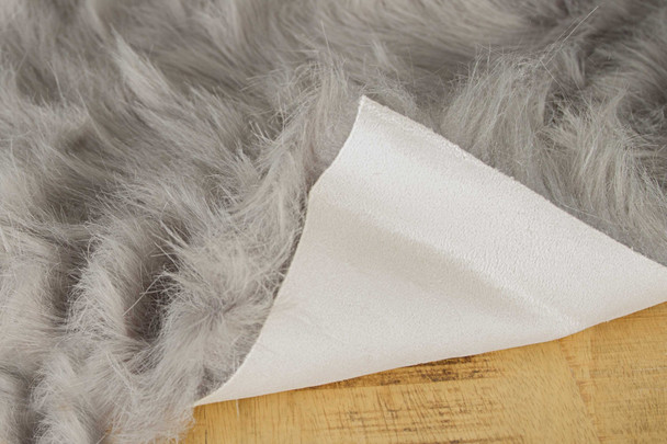 24" x 36" x 1.5" Gray Sheepskin Faux Fur Single - Area Rug