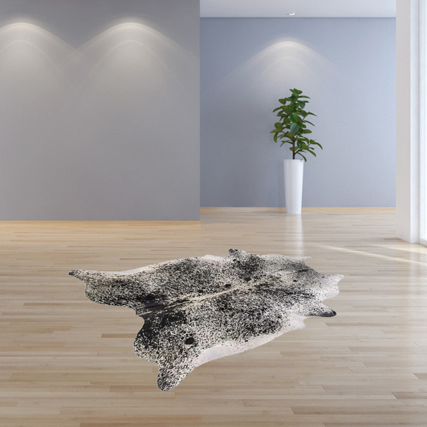 60" x 84" Salt And Pepper Black And White Cowhide - Area Rug