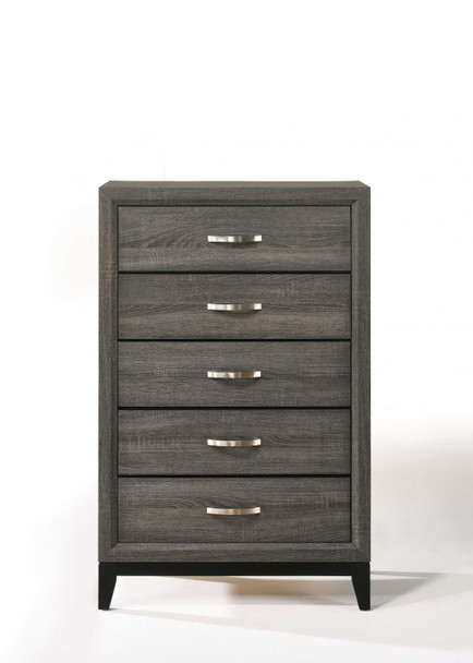 31" X 16" X 50" Weathered Gray Paper Veneer Chest