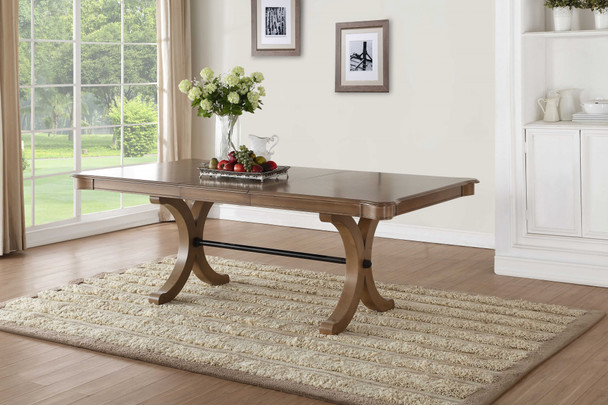 64-88" X 44" X 30" Gray Oak Dining Table