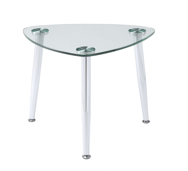 30" X 24" X 23" Chrome And Clear Glass End Table