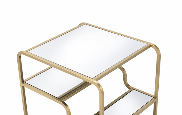 28" X 24" X 23" Gold And Clear Glass End Table