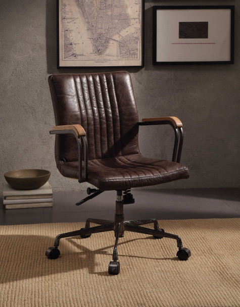 22" X 26" X 35-3" Distressed Chocolate Top Grain Leather Executive Office Chair