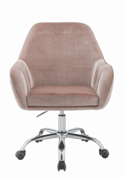 Stylish Mauve Rose Velvet Office Desk Chair on Wheels