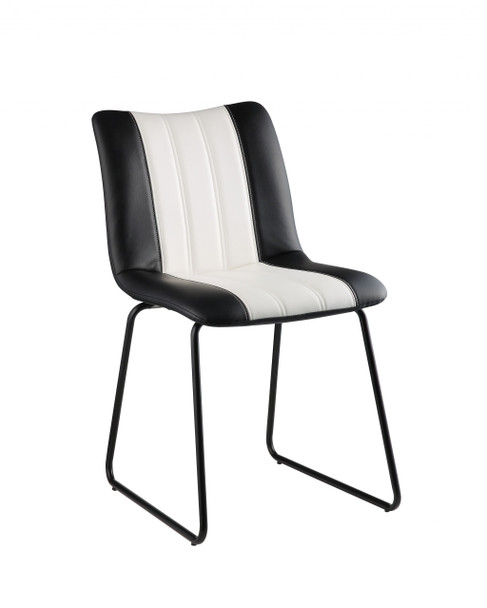 18" X 23" X 33" Black And White Leatherette Accent Chair
