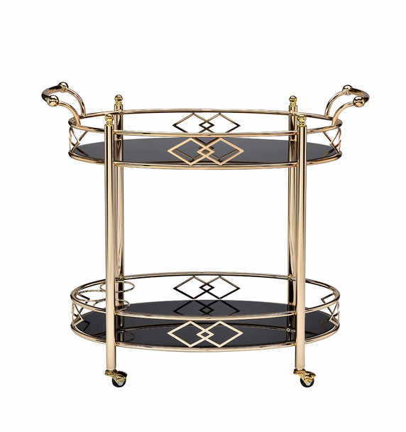 35" X 16" X 32" Gold Metal Serving Cart