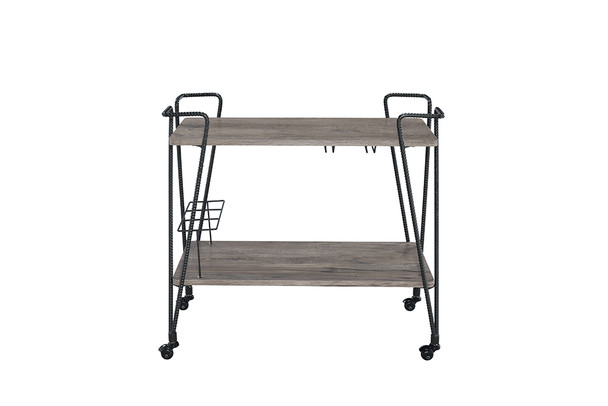 32" X 16" X 31" Black Metal Serving Cart