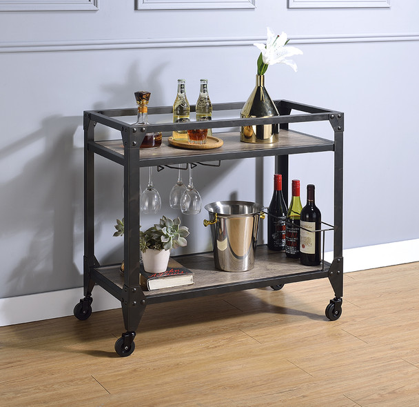 32" X 16" X 31" Black Metal Serving Cart