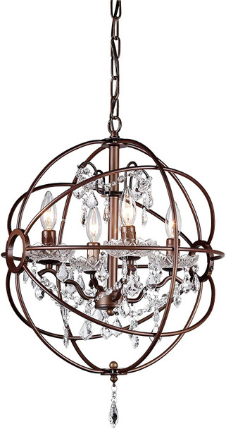 Edwards Antique Bronze 16-inch Crystal Chandelier