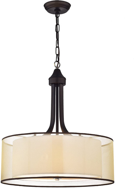 Taylor Antique Bronze with Off white Fabric Shade 20-inch Pendant Lamp