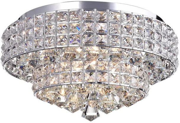 Filmarsh Two-Tiered Crystal Chrome Ceiling Lamp