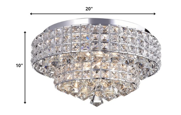 Filmarsh Two-Tiered Crystal Chrome Ceiling Lamp