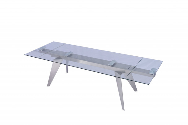 79" X 40" X 31" Clear Glass Extendable Dining Table