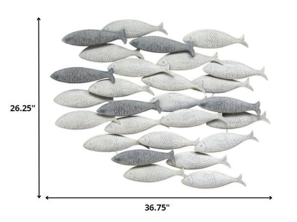 Coastal Grey School of Fish Metal Wall Decor